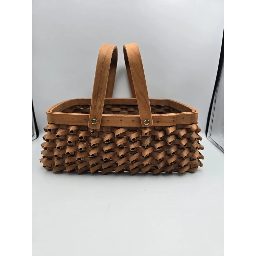 Unbranded Woven Wood Curly Shaggy Basket‎ Brown Good Farmhouse Decor 12x10x6
